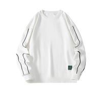 Generisch Men's Spring Loose Casual Style Long Sleeve 2 in 1 Round Collar Sweatshirt Red Sweatshirt, White, 7XL