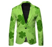 Generisch Men's St Patrick's Day Print Casual Buckle Closure Printed Button Down Fashion Soft Formal Warm Casual Tops (Light Green, XXL)