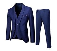 Generisch Men's Suit 3-Piece Regular Fit Single Breasted Two Buttons Wedding Tuxedo Suit Blazer Vest Trousers Fashion Blazer Prom Suit Jacket Lightweight Trend Business Long Sleeve Suit, O Navy, XXXL
