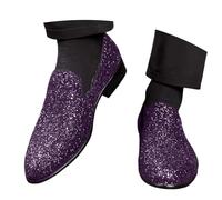 Generisch Men's Suit Shoes with Sequins Oxford Shoes Glitter Wedding Shoes with Heel Leather Shoes Classic Business Party Shoes Shoes Closed Toe Tango Rumba Evening Shoes, purple, 10 UK