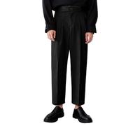 Generisch Men's Suit Trousers in Casual Style Elegant Plain Office Trousers with Draping for Versatile Occasions, black, XL