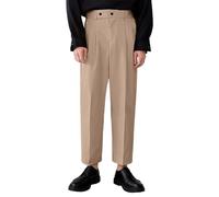 Generisch Men's Suit Trousers in Casual Style Elegant Plain Office Trousers with Draping for Versatile Occasions, khaki, XL