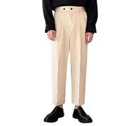 Generisch Men's Suit Trousers in Casual Style Elegant Plain Office Trousers with Draping for Versatile Occasions, beige, XL