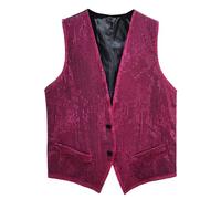 Generisch Men's Suit Vest Slim Fit Business Wedding Sleeveless Tank Top, Hot Pink, L