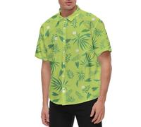 Generisch Men's Summer Shirt with Tropical Leaf Pattern, Short Sleeve Hawaiian Shirt in Lime Green, Casual and Holiday Shirt, Style_x01 Green, L