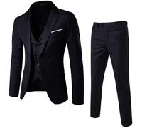 Generisch Men's Summer Suit Solid Color Fashion Casual Party Suit Jacket Vest Pants Three Piece 9 Month, black, 6XL