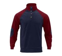 Generisch Men's Sweatshirt Corduroy Fleece Pullover Men's Outdoor Plain Pullover Stand-Up Collar Patchwork Sports Jumper Casual Sweatshirt Cotton Jumper Button Long Sleeves Half Zip Cardigan, navy, L