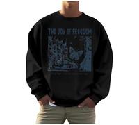 Generisch Men's Sweatshirt with The Joy of Freedom Saying - Pullover with Butterfly and City Motif in Vintage Look | Casual Long Sleeve Shirt with Positive Message, Style A02 Black, S