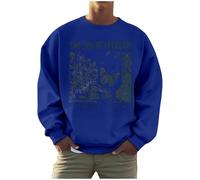 Generisch Men's Sweatshirt with The Joy of Freedom Saying - Pullover with Butterfly and City Motif in Vintage Look | Casual Long Sleeve Shirt with Positive Message, Style A03 Blue, L