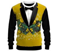 Generisch Men's Sweatshirt Without Hood Crew Neck Pullover Men's Cotton Black Funny Sweat Pullover Warm Streetwear Printed Sweater Minimalist Sportswear Autumn Winter Transition Coat, yellow, M