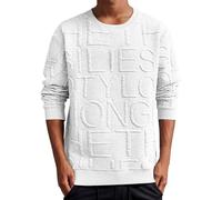 Generisch Men's Sweatshirt Without Hood Letters Print Round Neck Jumper Thin Plain Work Jumper Long Sleeve Warm Winter Jumper Comfortable Breathable Sweatshirt, White, L