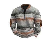 Generisch Men's Sweatshirt Without Hood with Zip Pullover Men's Cotton Black Half Zip Sweat Pullover Warm Sports Shirt Printed Sweater Minimalist Sportswear Autumn Winter Transition Coat, orange, XL