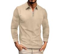 Generisch Men's Sweatshirts 1/4 Zip Long Sleeve Pullover Plain Long Sleeve Casual Classic Shirts 2025 Work Jumper Turtleneck Long Sleeve Sweater Leisure Men's Tops Activewear Coat, khaki, XXL