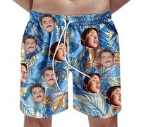 Generisch Mens Swim Trunks Custom Photo Print Beach Shorts Holiday Stag Night Special Occasion Breathable Comfortable, blue, 6XL