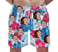 Generisch Men's Swimming Trunks with Individual Photo Print, Beach Shorts for Holidays, Stag Parties, Special Occasions, Breathable Leisure Shorts, Comfortable Summer Trousers, red, 6XL