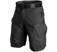 Generisch Men's tactical cargo shorts, functional trousers with water-repellent material and robust belt, durable outdoor basic for bushcrafting and fishing weekends, Style/P01 Black, XXL