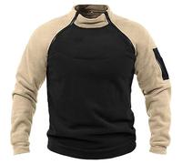 Generisch Men's Tactical Combat Fleece Jumper Outdoor Fleece Jacket Warm Fleece Pullover Tactical Jacket Military Jacket Sport Winter Jumper Tops Army Tops Windproof Pullover, O khaki., XL