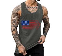Generisch Men's Tank Top Breathable Casual Sleeveless Loose Summer Independence Day Printed Comfortable Sporty, darkgray, M