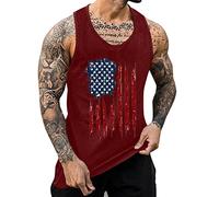 Generisch Men's Tank Top Summer Breathable Casual Sleeveless Loose Independence Day Printed Comfortable Sporty Casual, Wine Red, XL