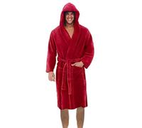 Generisch Men's Terry Towelling Bathrobe with Hood Robe Large Sizes Sauna Gown Winter Dressing Gown with Belt Loops and Two Patch Pockets Travel Bathrobe Plush Elegant Hooded Towel