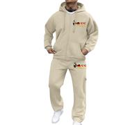 Generisch Men's Tracksuit 2-Piece Set Zip Sweatshirt and Sports Trousers Warm Comfortable Leisure Suit Two Piece Autumn Winter Outfit Y2K Hip Hop Hoodie and Jogging Bottoms Sweatshuit, O khaki., M