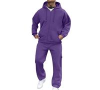 Generisch Men's tracksuit, jogging suit, sports suit, hoodie sports trousers, jogging suit, training suit, jogging trousers, leisure suit, men's cuddly, fashionable and warm, dark purple-2, XL
