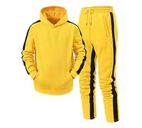 Generisch Men's Tracksuit, Jogging Suit, Summer Men's Winter Set, Leisure, Splice Zipper, Pullover, Trousers, Sports Suit, Black, yellow, XL