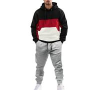 Generisch Men's Tracksuit Set, Jogging Suit, Regular Fit, Breathable Sports Suit, Men's Moisture-Wicking Hooded Sweatshirt, Sweatshirt with Hood and Sports Trousers, Long, 2-Piece Autumn Tracksuit