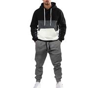 Generisch Men's Tracksuit Set, Jogging Suit, Regular Fit, Breathable Sports Suit, Men's Moisture-Wicking Hooded Sweatshirt, Sweatshirt with Hood and Sports Trousers, Long, 2-Piece Autumn Tracksuit