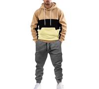 Generisch Men's Tracksuit Set, Jogging Suit, Regular Fit, Breathable Sports Suit, Men's Moisture-Wicking Hooded Sweatshirt, Sweatshirt with Hood and Sports Trousers, Long, 2-Piece Autumn Tracksuit