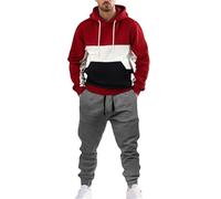 Generisch Men's Tracksuit Set, Jogging Suit, Regular Fit, Breathable Sports Suit, Men's Moisture-Wicking Hooded Sweatshirt, Sweatshirt with Hood and Sports Trousers, Long, 2-Piece Autumn Tracksuit