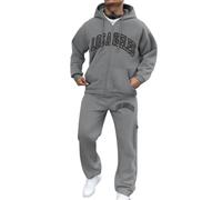 Generisch Men's Tracksuit with Los Angeles Print, Casual Two-Piece Hooded Jacket and Jogging Bottoms, Urban Streetwear, Jogging Suit for Leisure and Sports, style_f06 gray, L