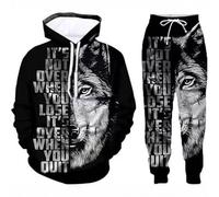 Generisch Men's Tracksuits Wolf 3D Printed Hoodies with Drawstring + Sweatpants Two Piece Leisure Suit Stretch Sports Suit Breathable Fitness Suit Jogging Suit Comfortable Running Suit, O White, M