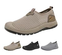 Generisch Men's Trainers, Slip-On Trainers with Rubber Soles, Ultralight Casual Trail Running Shoes, Walking Shoes, Laces, Without Tying Sports Shoes, Breathable Leisure Shoes, Summer Shoes, khaki, 9