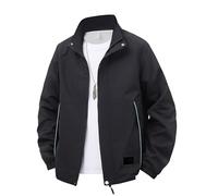 Generisch Men's Transition Jacket in Minimalist Design - Lightweight Blouson with Stand-Up Collar and Contrast Details | Modern Leisure Jacket for a Clean Look, style_z01 black, L