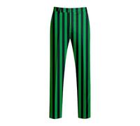 Generisch Men's Trousers with Striking Striped Pattern - Slim Fit Fabric Trousers for Costumes, Parties and Special Occasions | Eye-catching Trousers in Vertical Block Stripe Design, style_c02 green