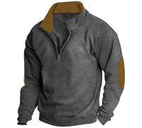 Generisch Men's V Neck Sweatshirt, Men's 4XL Slim Fit Long Sleeve Shirt, Plain Basic Sweat Pullover, Comfortable Long Jumper, Training Shirt, Stand-Up Collar, Warm Transition Jacket, Thermal Shirt