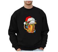 Generisch Men's Warning Jumper with Christmas Motif "Beer Glass" in Casual Style without Sweatshirt Strapless, black, L