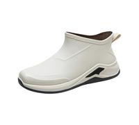 Generisch Men's waterproof shoes, men's rain boots, short, rain boots, water rubber shoes, plain platform, casual outdoor work, non-slip overshoes, rain boots, beige, 10 UK
