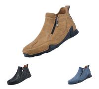 Generisch Men's Western Boots, Ankle Boots, Winter Mid Top Boots, Men's Zip Snow Boots, Foreign Trade, Large Size, Handmade, Casual Men's Winter Boots, Men's Casual Ankle Boots Leather, brown, 9.5 UK