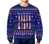Generisch Men's Winter Christmas Dirty Secret Casual Loose Round Neck Hoodless Sweater, blue, L