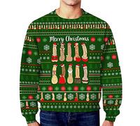 Generisch Men's Winter Christmas Dirty Secret Casual Loose Round Neck Hoodless Sweater, Green, M