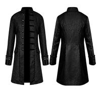 Generisch Men's Winter Fleece Jacket with Outlay Buttons as a Warm Coat for Cold Days (Black, L)