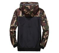 Generisch Men's Winter Jacket, Blouson Jacket, Casual Print Patchwork, Hood, Drawstring, Long Sleeve Coat with Zip Pockets, Loose Waterproof Wind Jacket, Army Green, 3XL