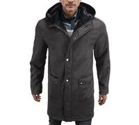 Generisch Men's Winter Parka Long Winter Coat Warm Hooded Coat Plain Transition Coat Festival Parka with Hood Softshell Coat Autumn Coat Waterproof Autumn Coat Windproof, gray, 3XL