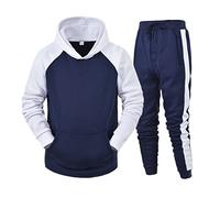 Generisch Men's Winter Set Leisure Splicing Zip Pullover Trousers Sports Sets, navy, M