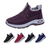Generisch Men's Winter Shoes Lined Slip On Trainers Winter Warm Comfortable Orthopaedic Winter Shoes Trainers Running Shoes Lightweight Non-Slip Fluffy Trainers Low Shoes Barefoot Shoes, dark purple