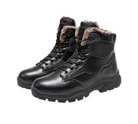 Generisch Men's Winter Shoes Without Zip, Snow Shoes Men's with Lacing, Hiking Shoes, Non-Slip Winter Boots, High-Top Snow Boots, Plain Waterproof Hiking Boots for Outdoor Use, black, 7 UK