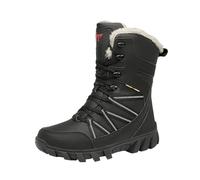 Generisch Men's Winter Snow Boots Waterproof High Quality Outdoor High Top Thick Plush Warm Non-Slip Sole Mountaineering Leisure Shoes, black, 10 UK
