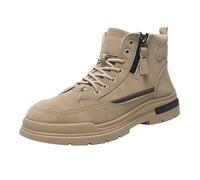 Generisch Men's Winter Work Boots, Men's Winter Boots, Fleece Trainers, Leather Biker Boots, Lace-Up Boots with Non-Slip Sole, Winter Shoes, Plush Lined Warm Snow Boots